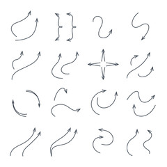 set of thin line arrows