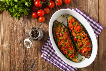 Stuffed aubergine.