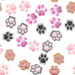 Fototapeta premium cat and dog paw print with claws