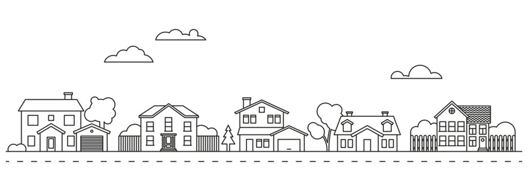 Village Neighborhood Vector Illustration