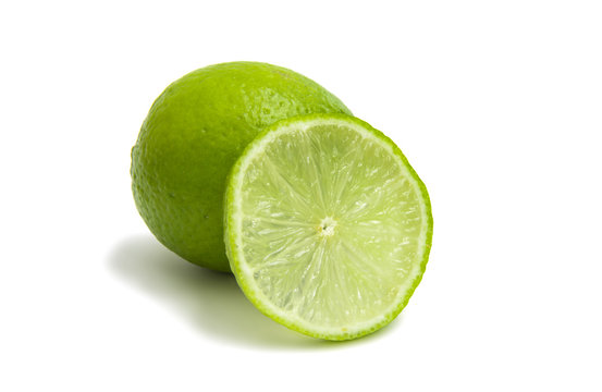 fresh green limes isolated
