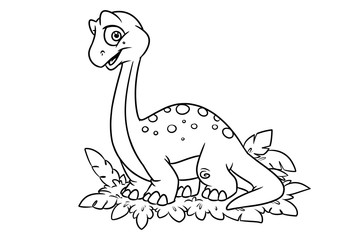 Dinosaur coloring page cartoon Illustrations isolated image character