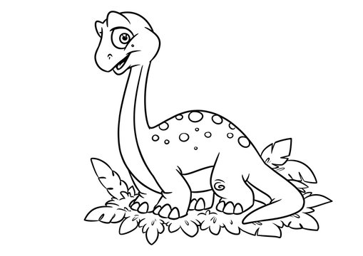 Dinosaur coloring page cartoon Illustrations isolated image character