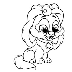 Puppy little page coloring cartoon Illustrations isolated image character
