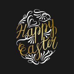 Happy Easter Lettering Egg. Vector illustration