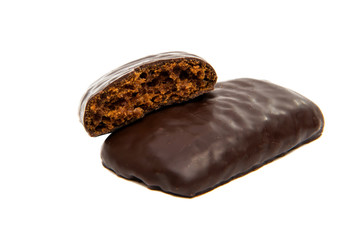 Biscuits in chocolate glaze isolated
