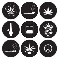 Cannabis icons set