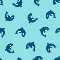 Seamless pattern with killer whales. - 140454779