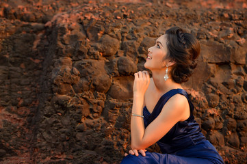 Woman wearing fashion suit ,vintage style