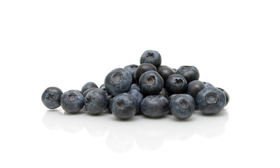 ripe blueberries on a white background