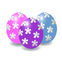 Set of colored Easter eggs - blue, pink, lilac