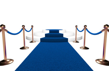 Podium and a blue carpet