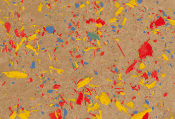 Abstract vector colored particles of  paint on golden festive background