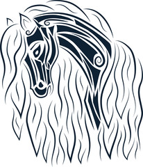 Tattoo horse with long mane