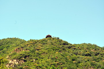 The Great Wall of China and mountains