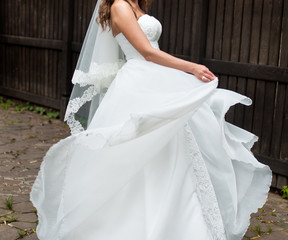 Obraz na płótnie Canvas Bride and wedding dress