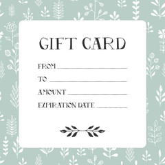 The gift card with floral pattern