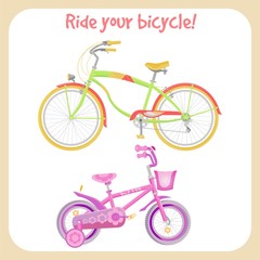 Fototapeta premium Bicycles colorful vector illustrations