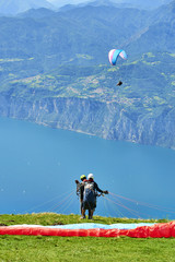 Paragliding is a popular activity on Lake Garda. Taking off from Monte Baldo