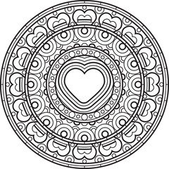 Mandala with heart. Decorative round ornament.