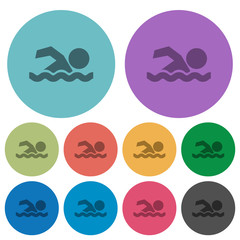Swimming man color darker flat icons