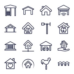 Set of 16 roof outline icons