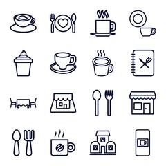 Set of 16 cafe outline icons