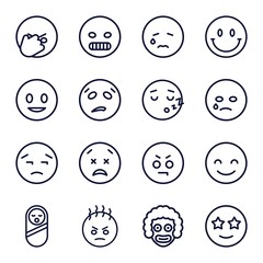 Set of 16 smile outline icons