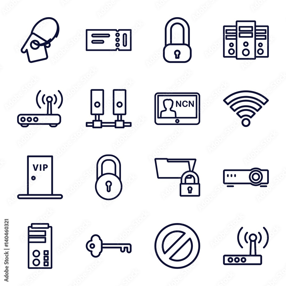 Poster set of 16 access outline icons