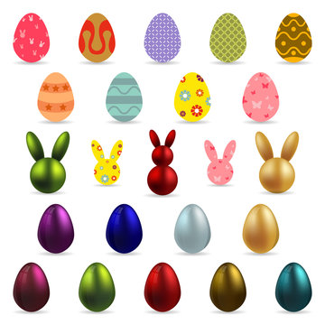 Easter eggs icons. Vector illustration.