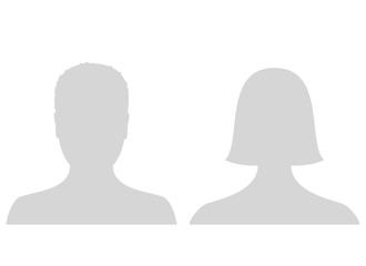 Default male and female avatar profile picture icon. Grey man and woman photo placeholder.
