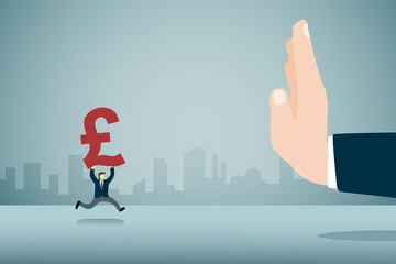 Big hand stop pound money from small man