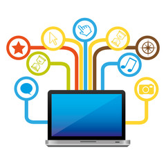 computer with technological sign icon, vector illustraction design