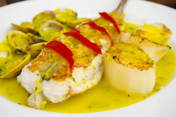 Anglerfish colorful gourmet dish