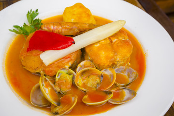 Stewed and garnished fish dish