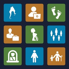 Set of 9 person filled icons