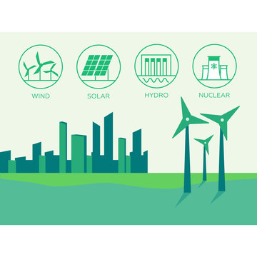 Renewable energy vector illustration. Renewable energy concept in flat style