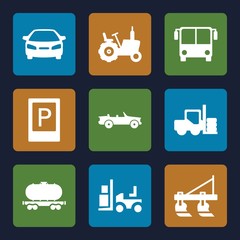 Set of 9 vehicle filled icons