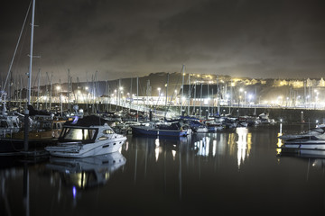 Whitehaven pier at night, United kingdom 