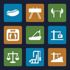 Set of 9 weight filled icons