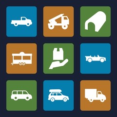 Set of 9 car filled icons