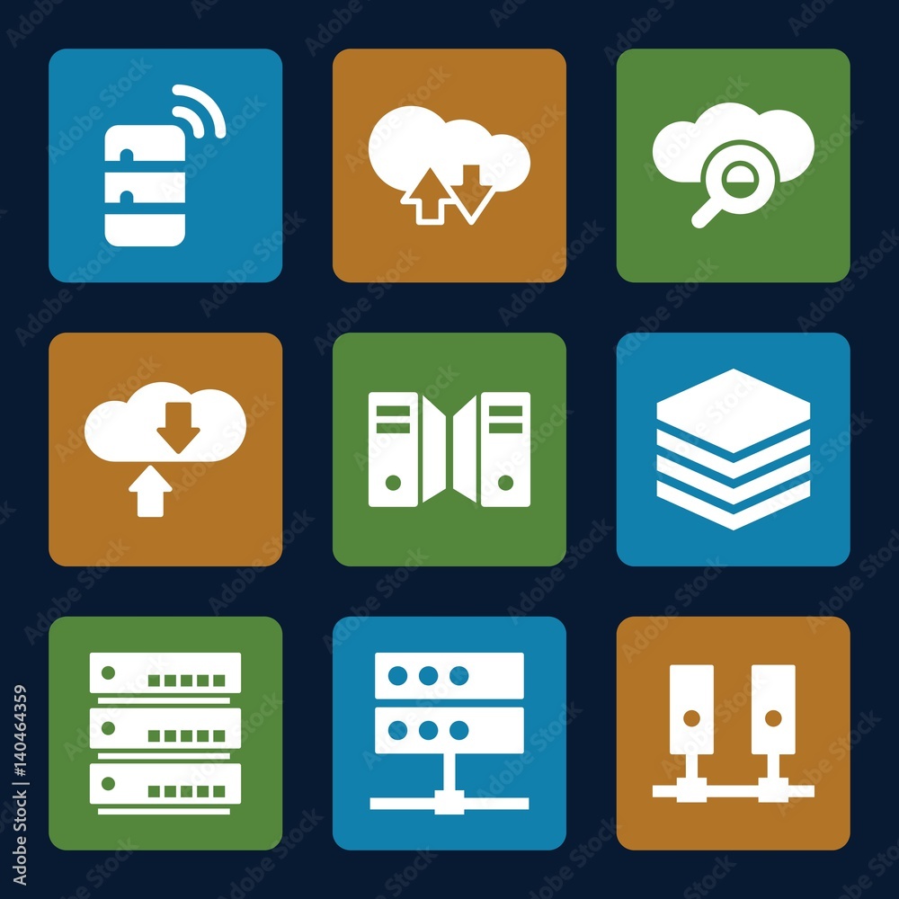 Aufkleber set of 9 database filled icons