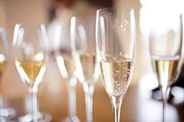 Champagne glasses at wedding