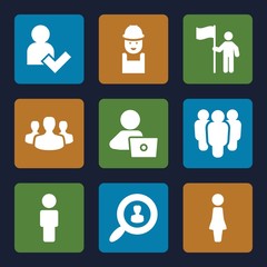 Set of 9 user filled icons