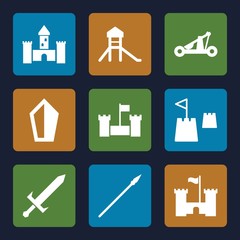 Set of 9 medieval filled icons