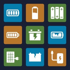 Set of 9 battery filled icons