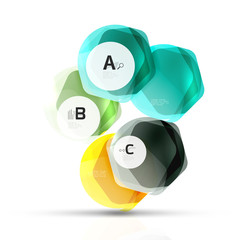 Shiny style modern geometrical hexagons web boxes