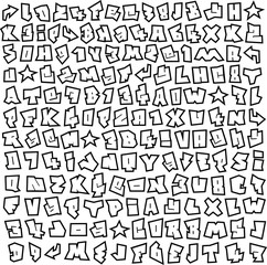 graffiti font and number alphabet sketch page © johnjohnson
