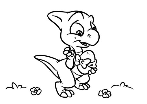 Dinosaur egg coloring page cartoon Illustrations isolated image animal character