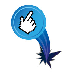 blue hand cursor with hole icon, vector illustraction design
